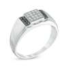 Thumbnail Image 2 of Men's 0.12 CT. T.W. Enhanced Black and White Diamond Ring in Sterling Silver