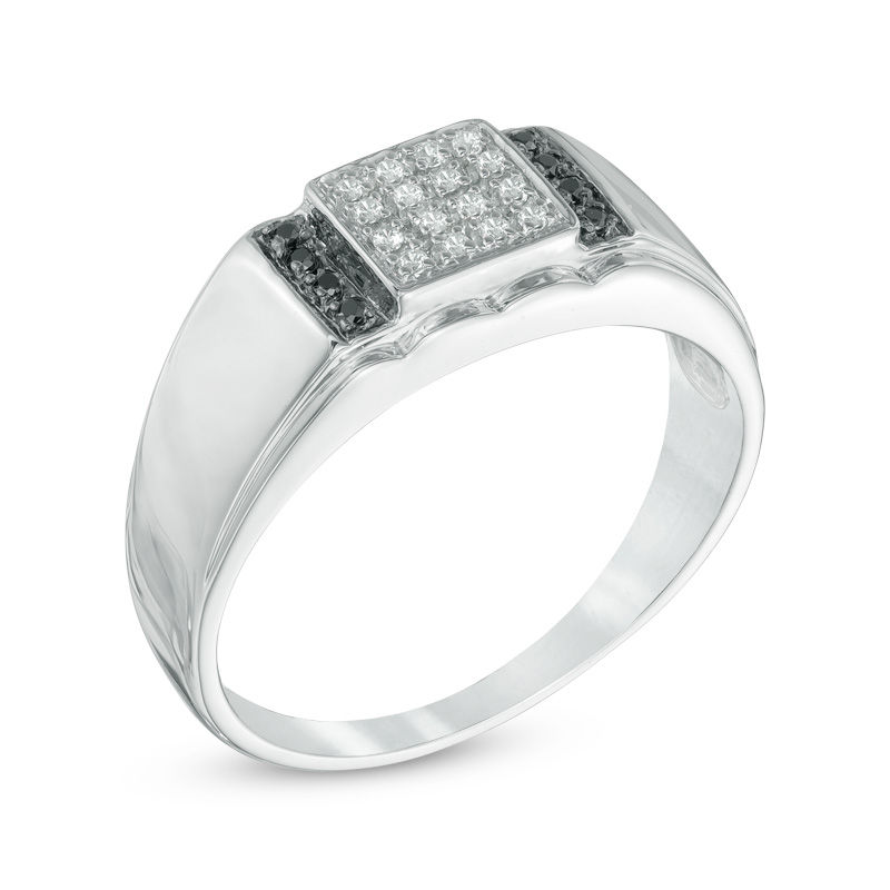 0.12 CT. T.W. Enhanced Black and White Diamond Ring in Sterling Silver