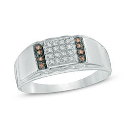 0.12 CT. T.W. Enhanced Champagne and White Diamond Ring in 10K White Gold