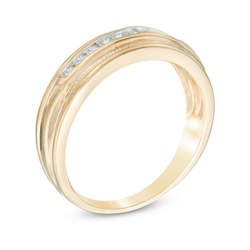 Main Image 2 of Men's 0.23 CT. T.W. Diamond Wedding Band in 10K Gold