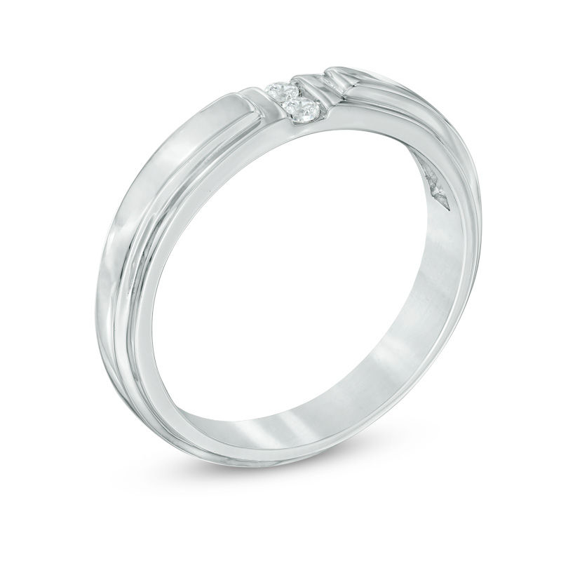 Men's Diamond Accent Wedding Band in 10K White Gold|Peoples Jewellers