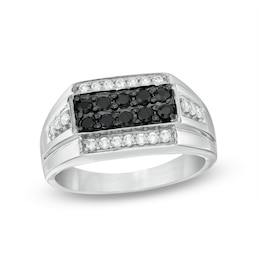 0.45 CT. T.W. Enhanced Black and White Diamond Ring in Sterling Silver