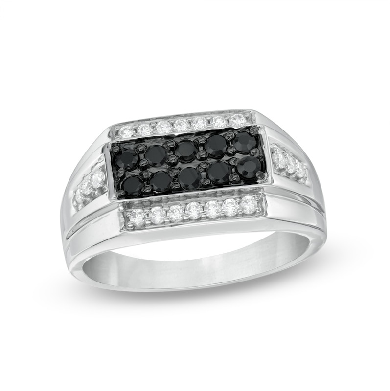 Men's 0.45 CT. T.W. Enhanced Black and White Diamond Ring in Sterling Silver