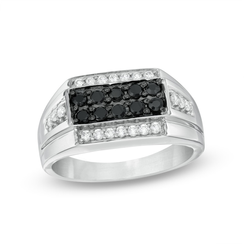 Men's CT. T.W. Enhanced Black and White Diamond Ring in Sterling Silver|Peoples Jewellers