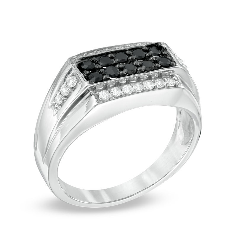 Men's 0.45 CT. T.W. Enhanced Black and White Diamond Ring in Sterling Silver