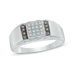 0.12 CT. T.W. Enhanced Champagne and White Diamond Ring in Sterling Silver