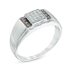 Thumbnail Image 2 of 0.12 CT. T.W. Enhanced Champagne and White Diamond Ring in Sterling Silver