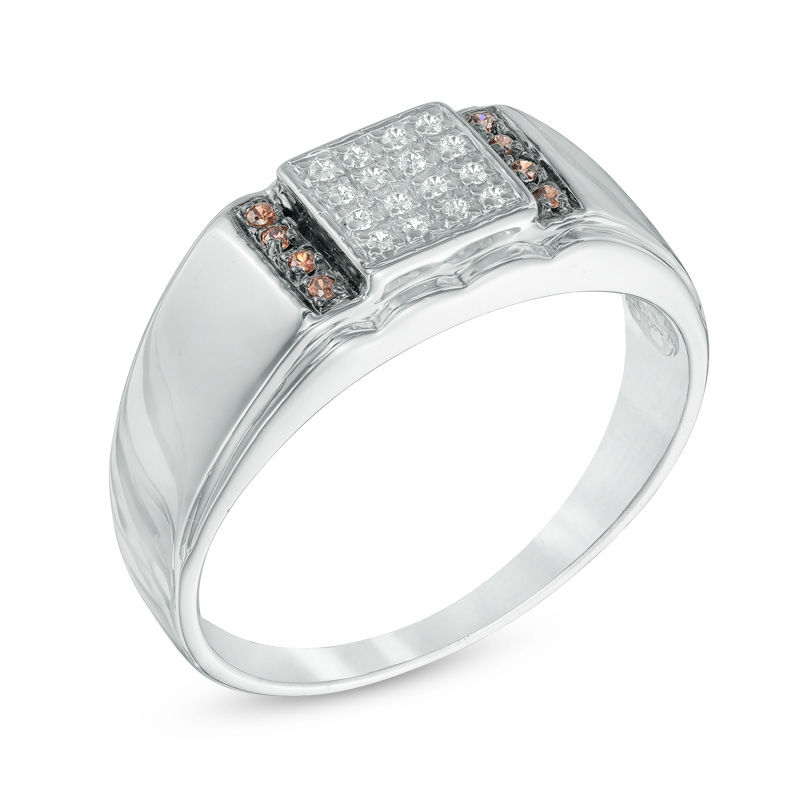 0.12 CT. T.W. Enhanced Champagne and White Diamond Ring in Sterling Silver