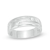 Thumbnail Image 1 of Men's 0.12 CT. T.W. Diamond Wedding Band in Sterling Silver