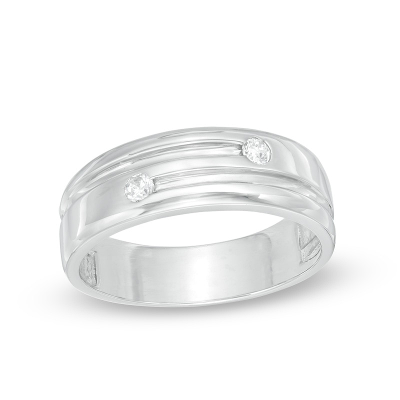 Men's 0.12 CT. T.W. Diamond Wedding Band in Sterling Silver|Peoples Jewellers