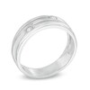 Thumbnail Image 2 of Men's 0.12 CT. T.W. Diamond Wedding Band in Sterling Silver