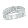 Thumbnail Image 1 of Men's Diamond Accent Wedding Band in Sterling Silver