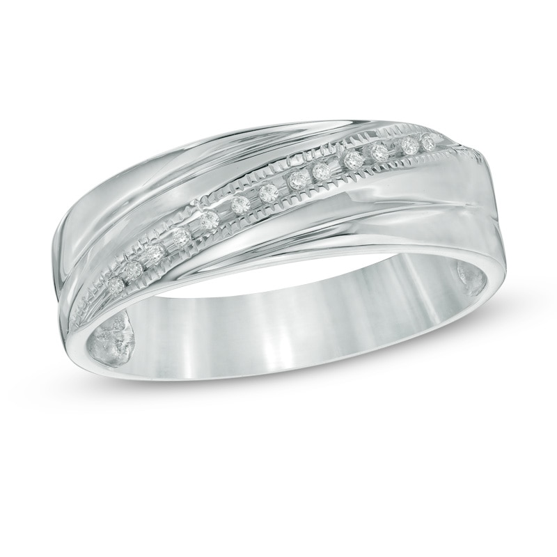Men's Diamond Accent Wedding Band in Sterling Silver|Peoples Jewellers