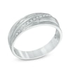 Thumbnail Image 2 of Men's Diamond Accent Wedding Band in Sterling Silver
