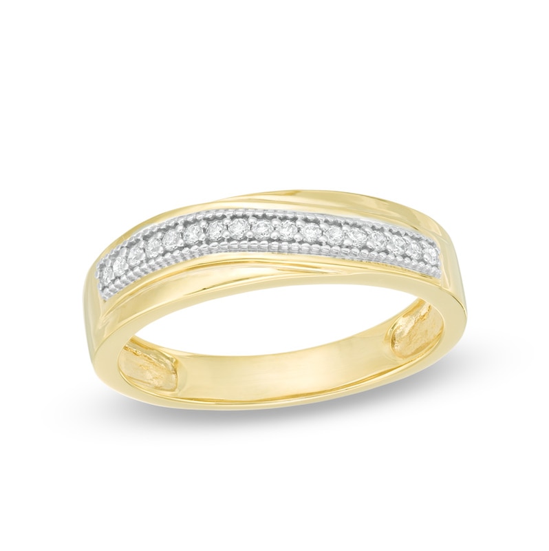 Men's 0.15 CT. T.W. Diamond Wedding Band in 10K Gold