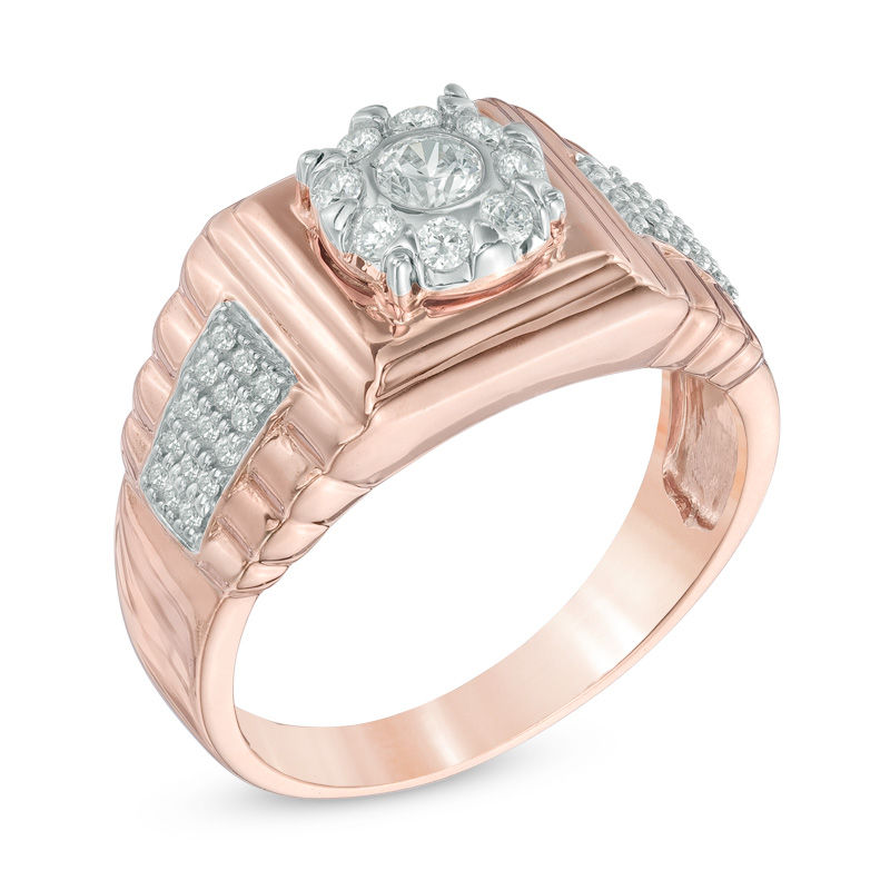 Main Image 2 of Men's 0.45 CT. T.W. Diamond Ring in 10K Two-Tone Gold