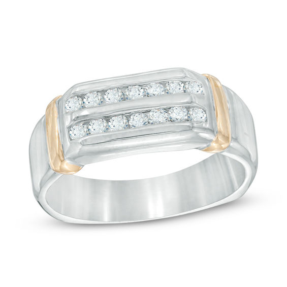 Men's 0.45 CT. T.W. Diamond Wedding Band in 10K Two-Tone Gold