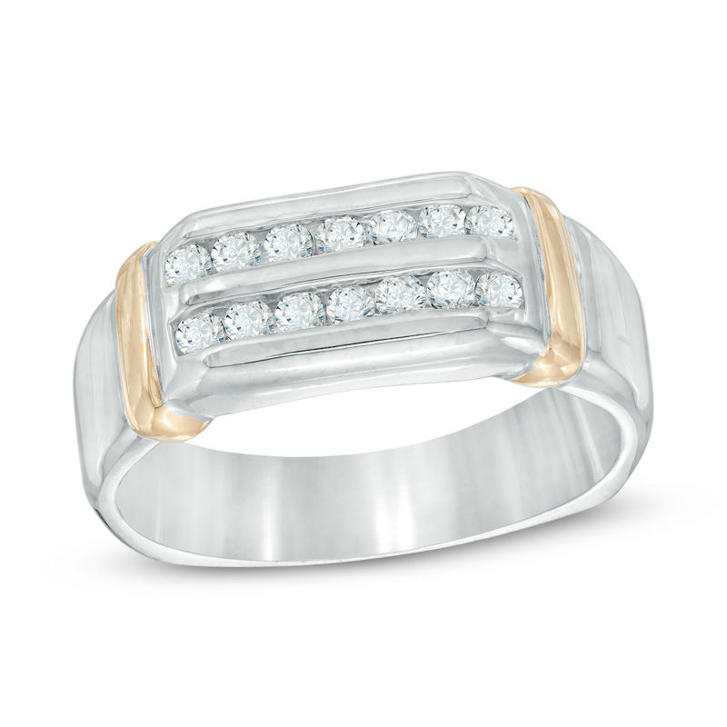 Men's 0.45 CT. T.W. Diamond Wedding Band in 10K Two-Tone Gold|Peoples Jewellers