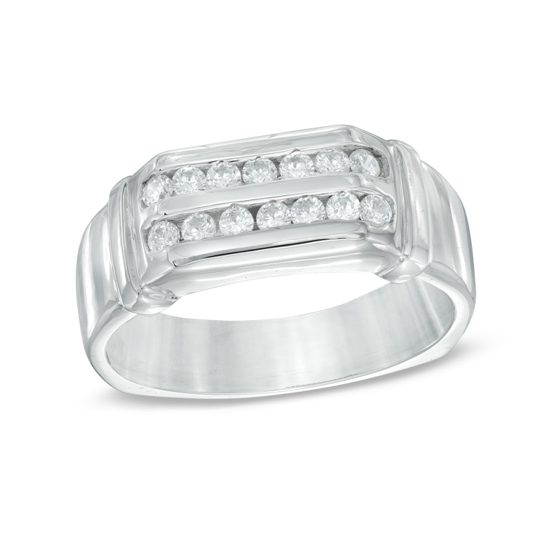 Men's 0.45 CT. T.W. Diamond Wedding Band in Sterling Silver|Peoples Jewellers