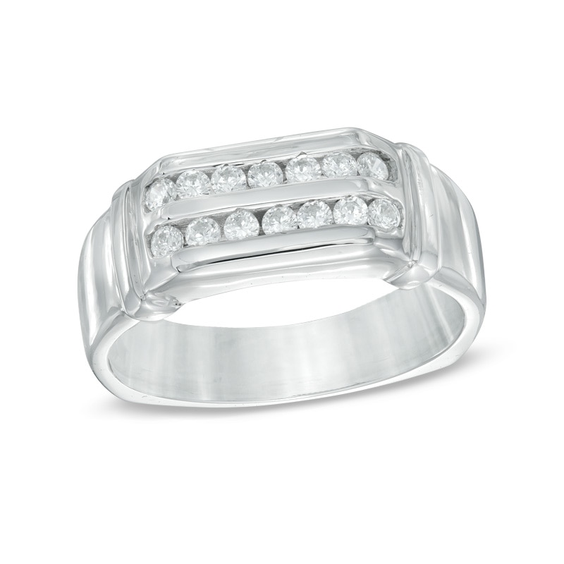 Men's 0.45 CT. T.W. Diamond Wedding Band in Sterling Silver