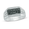 Thumbnail Image 0 of Men's 0.70 CT. T.W. Enhanced Black and White Diamond Ring in Sterling Silver