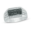 Thumbnail Image 1 of Men's 0.70 CT. T.W. Enhanced Black and White Diamond Ring in Sterling Silver