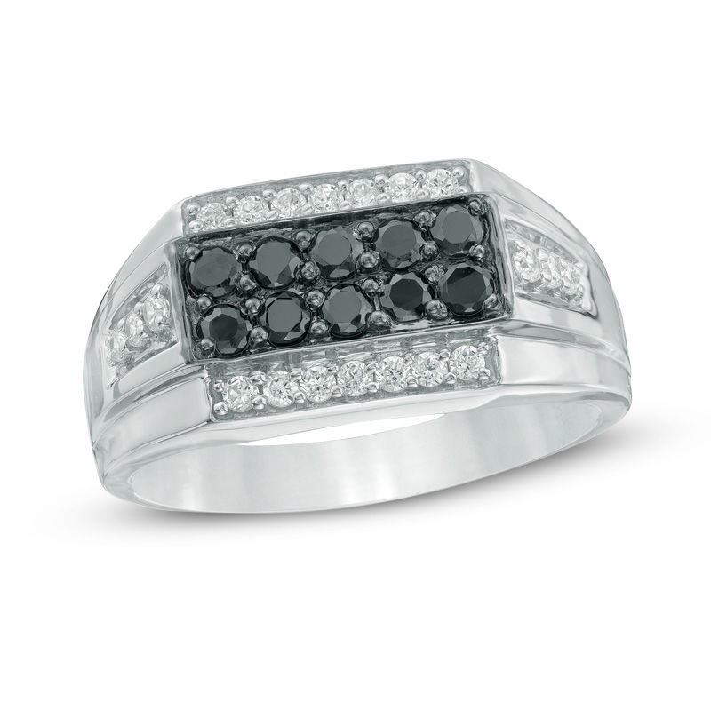 Men's 0.70 CT. T.W. Enhanced Black and White Diamond Ring in Sterling Silver