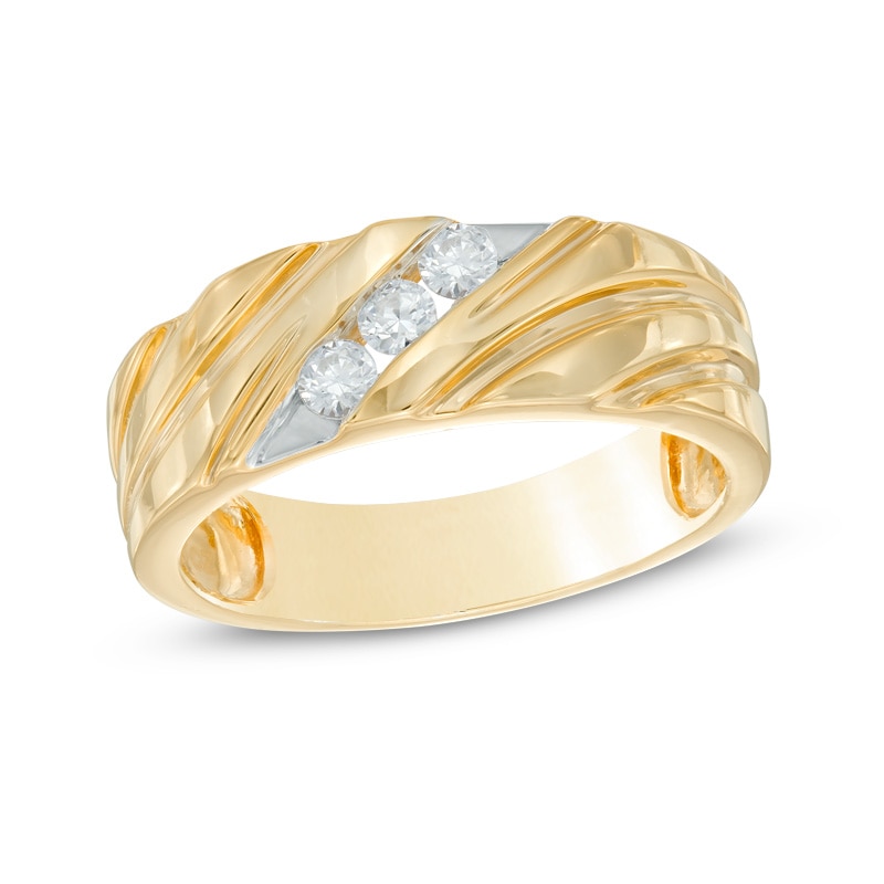 Men's 0.23 CT. T.W. Diamond Wedding Band in 10K Gold