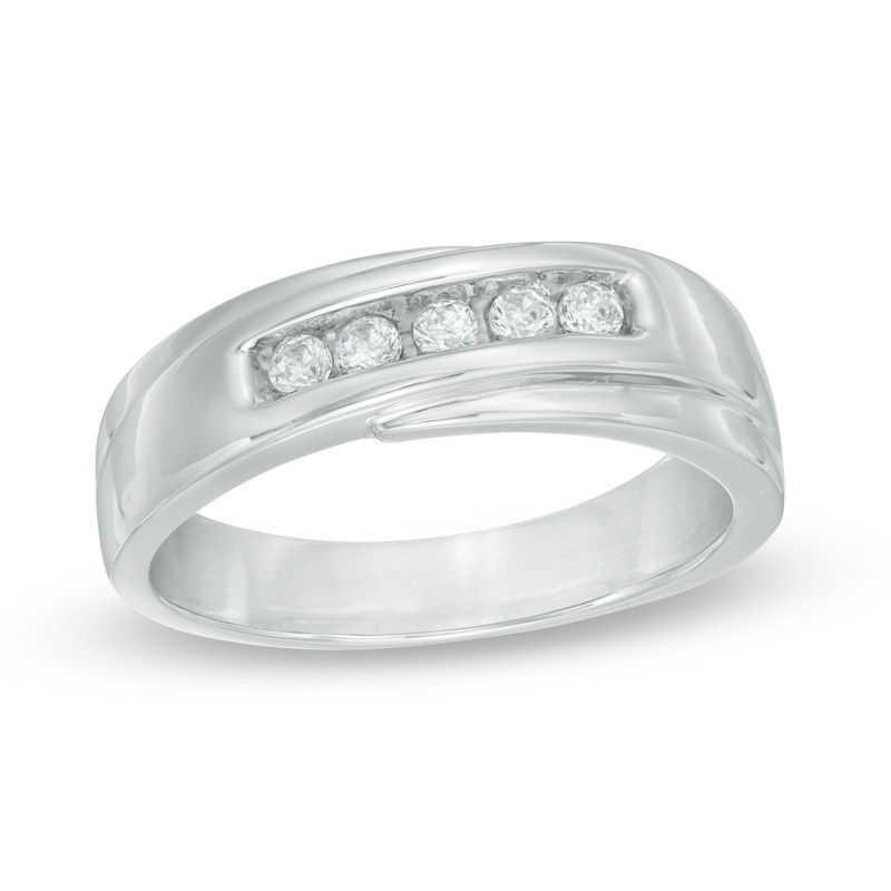 0.23 CT. T.W. Diamond Wedding Band in 10K White Gold