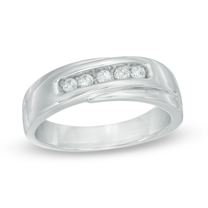 Main Image 1 of 0.23 CT. T.W. Diamond Wedding Band in 10K White Gold