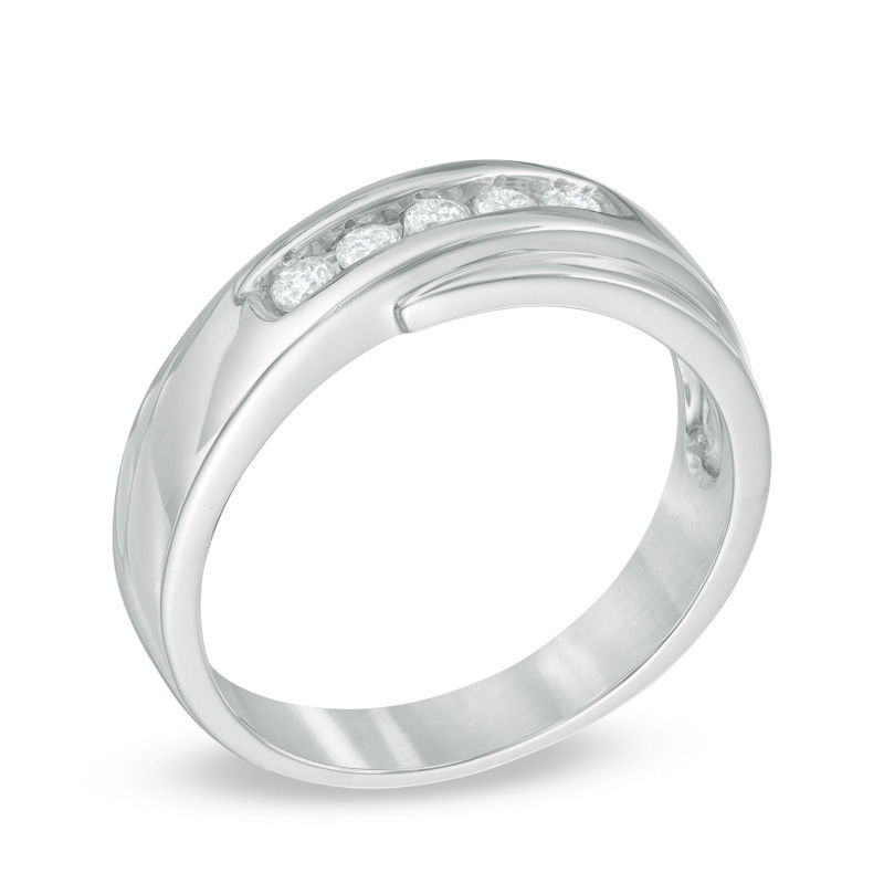Main Image 2 of 0.23 CT. T.W. Diamond Wedding Band in 10K White Gold