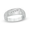 Thumbnail Image 1 of Men's 0.18 CT. T.W. Diamond Wedding Band in 10K White Gold
