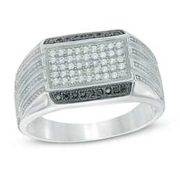 0.30 CT. T.W. Enhanced Black and White Diamond Ring in 10K White Gold