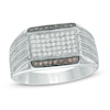 Thumbnail Image 0 of Men's 0.30 CT. T.W. Enhanced Champagne and White Diamond Ring in Sterling Silver
