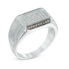 Thumbnail Image 1 of Men's 0.30 CT. T.W. Enhanced Champagne and White Diamond Ring in Sterling Silver