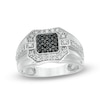 Thumbnail Image 1 of 0.70 CT. T.W. Enhanced Black and White Diamond Square Composite Ring in 10K White Gold