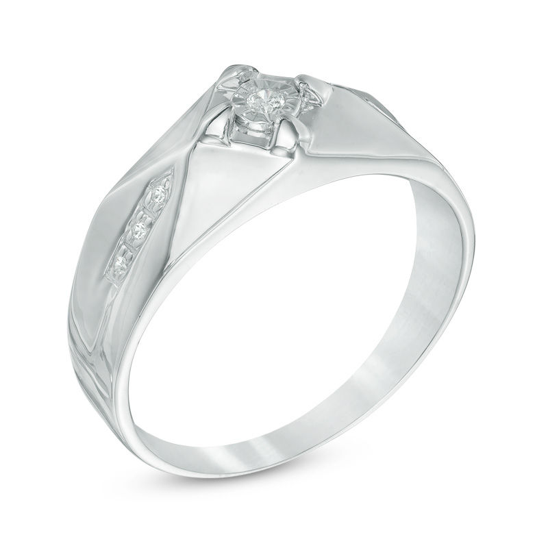 Main Image 2 of Men's Diamond Accent Ring in Sterling Silver