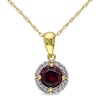 Thumbnail Image 1 of 6.0mm Garnet and Diamond Accent Frame Pendant in 10K Gold - 17"