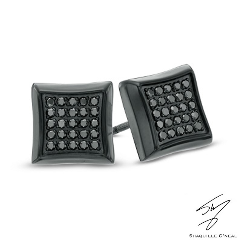 Main Image 1 of 0.25 CT. T.W. Black Diamond Stud Earrings in Stainless Steel with Black IP