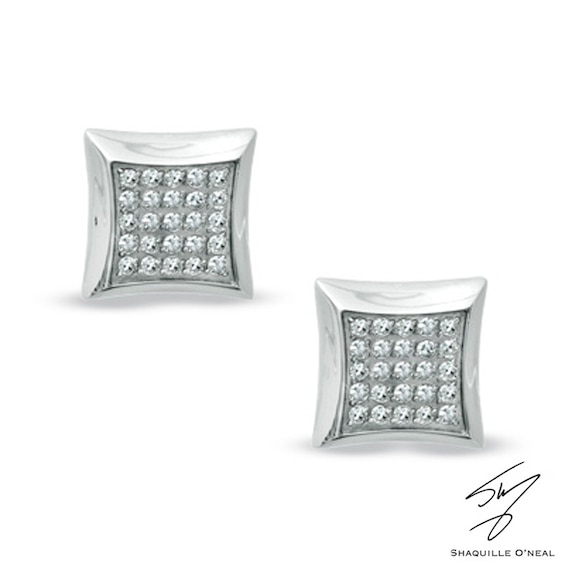 025 CT Tw Diamond Square Stud Earrings in Stainless Steel