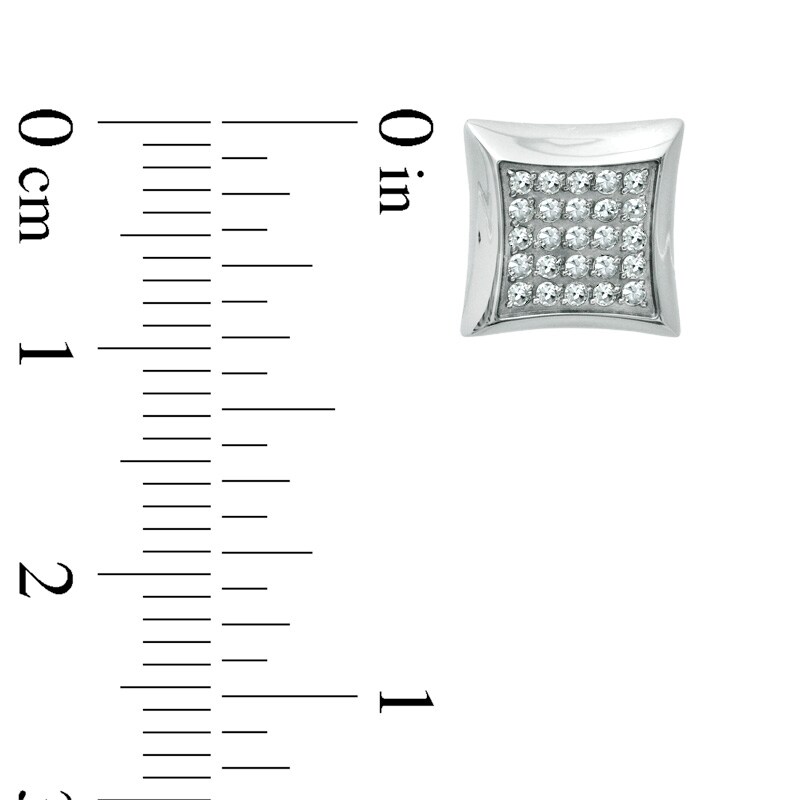 Main Image 2 of Men's 0.25 CT. T.W. Diamond Square Stud Earrings in Stainless Steel