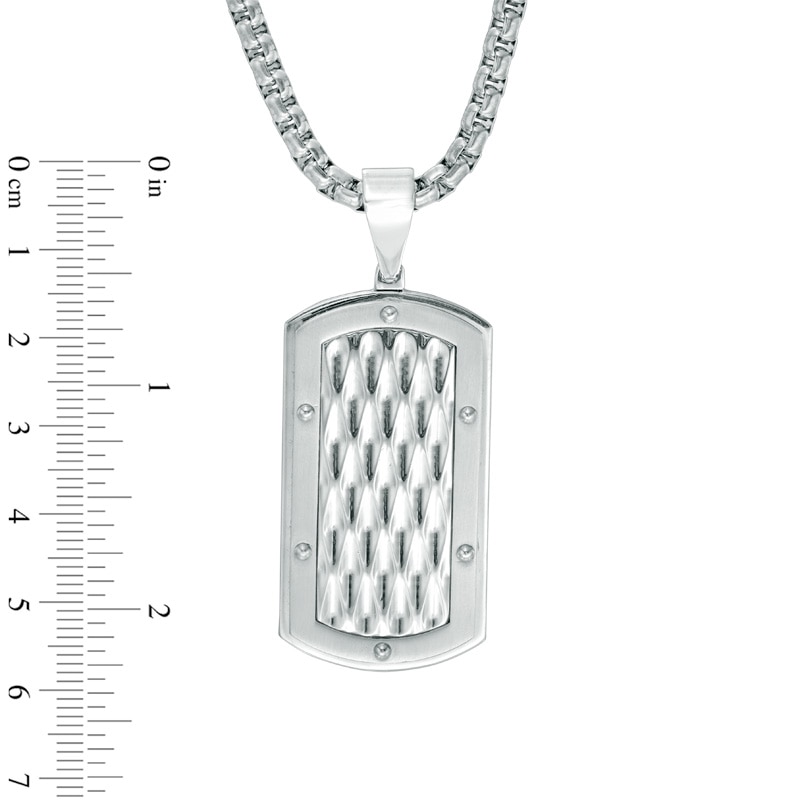 Main Image 3 of Men's Diamond-Cut Dog Tag Pendant in Stainless Steel - 24"