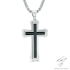 Thumbnail Image 0 of Men's Gothic-Style Cross Pendant with Black Carbon Fibre in Stainless Steel - 24"