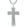 Men's Gothic-Style Cross Pendant with Black Carbon Fibre in Stainless Steel - 24"