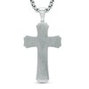 Men's Gothic-Style Cross Pendant with Black Carbon Fibre in Stainless Steel - 24"