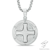 Men's Satin Lord's Prayer Medallion Pendant in Stainless Steel - 24"