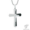 Men's Lord's Prayer Cross Pendant in Stainless Steel and Black IP - 24"