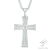 Men's Diamond Accent Cross Pendant in Stainless Steel - 24"