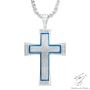 Thumbnail Image 0 of Men's 0.12 CT. T.W. Diamond Cross Pendant in Stainless Steel and Blue IP - 24"