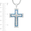 Thumbnail Image 1 of Men's 0.12 CT. T.W. Diamond Cross Pendant in Stainless Steel and Blue IP - 24"